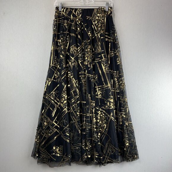 Making The Cut Dresses & Skirts - Making The Cut Sequin Maxi Skirt Size Small Black Gold Witch Gypsy Lolita NWT